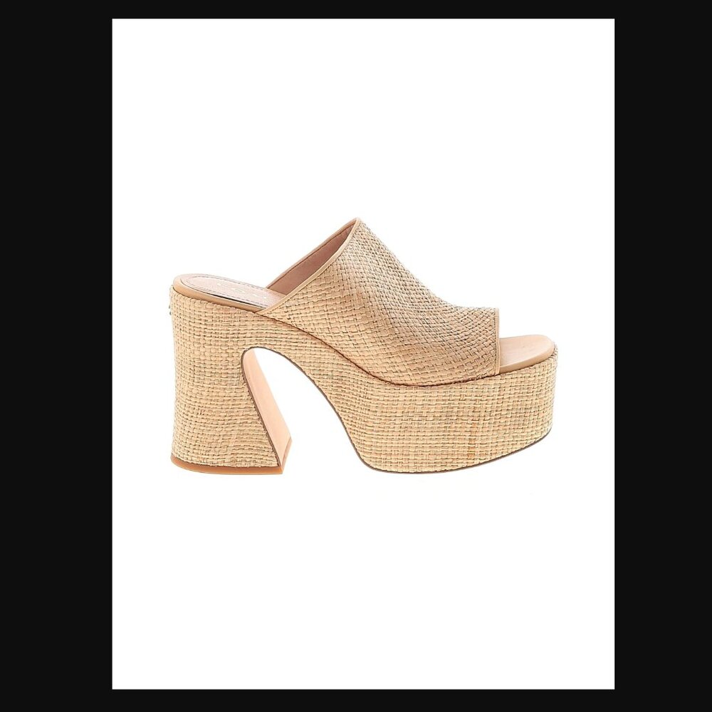COACH Bobi Woven Tan Straw Platform Mule Slip-On Sandal women 11 - Picture 2 of 6
